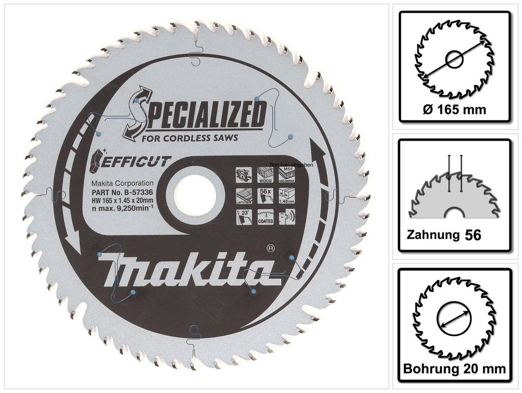 Makita B-57336 Lama EFFICUT 165x20x56Z Immagine del prodotto 