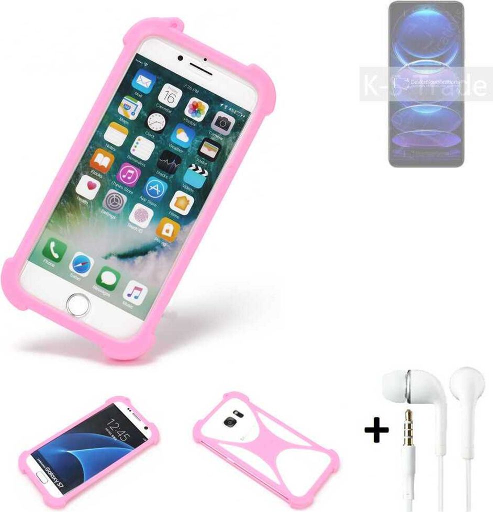 K-S-Trade Bumper + Kopfhörer kompatibel mit Xiaomi Redmi Note 12 Pro Handy Hülle Schutzhülle Silikon Schutz Hülle Cover Case Silikoncase