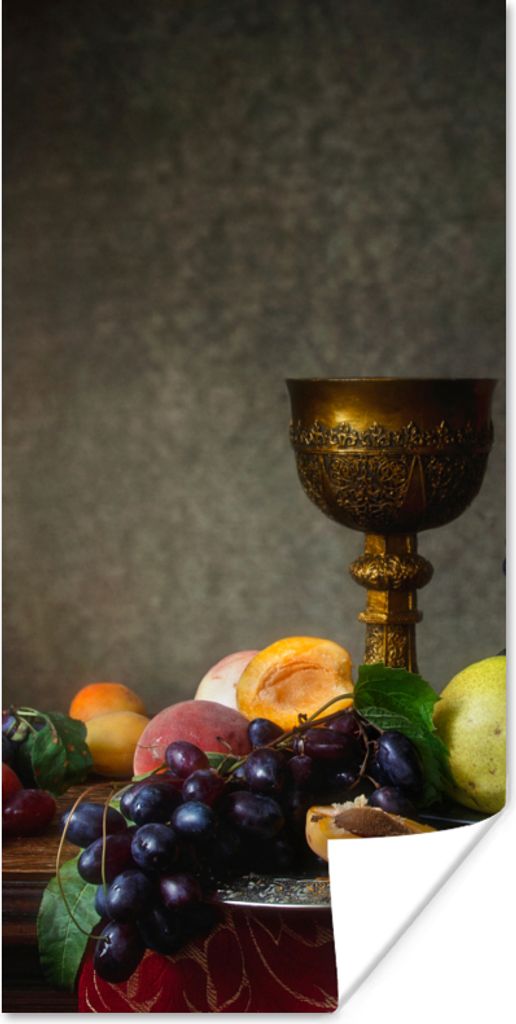 MuchoWow Poster Rustikal - Tisch - Obst - Stilleben - Tasse 20x40 cm - Plakat - Foto