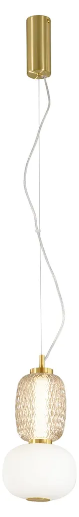 Lustre suspension design TOTEM en verre et métal doré avec LED 16W