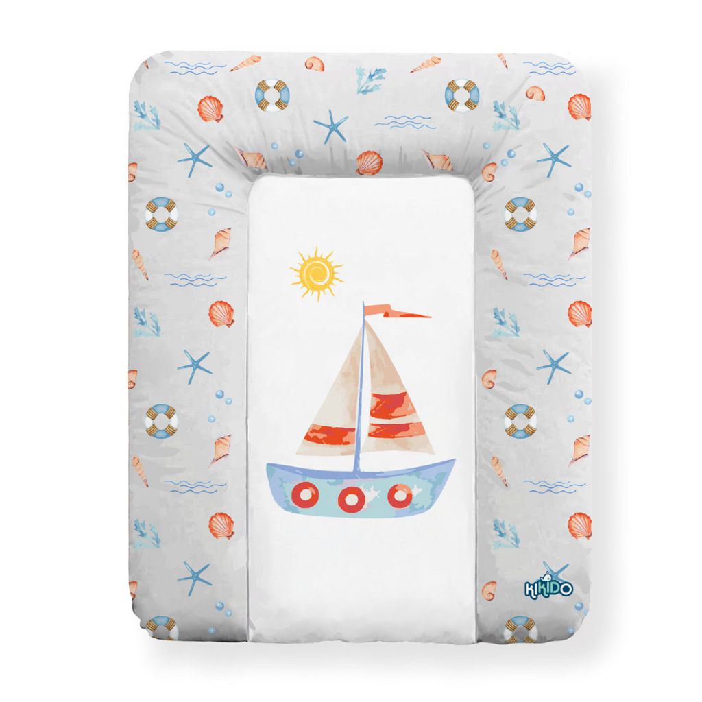 Kikido weiche Wickelauflage 50x70 cm - Baby Wickelunterlage - Wickeltischauflage Junge und Mädchen - Wasserdicht, abwaschbar und pflegeleicht - Boot