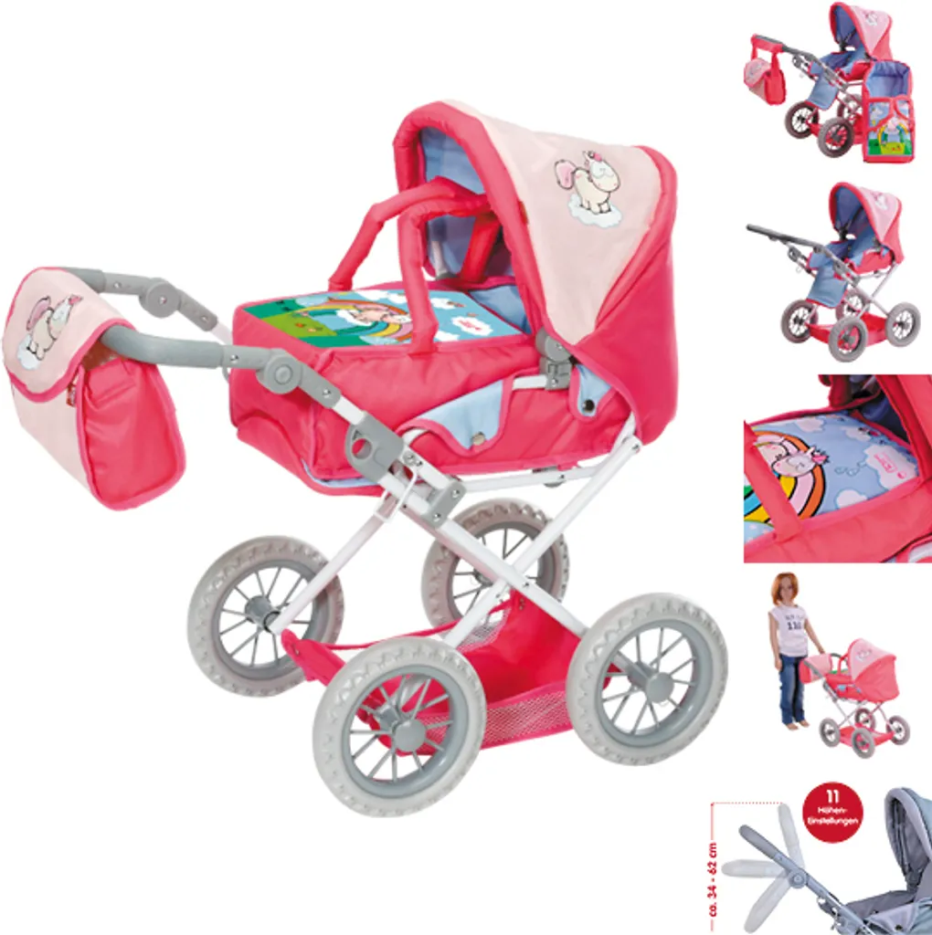 Poussette de poupée Ruby Theodor & Friends NICI au design licorne
