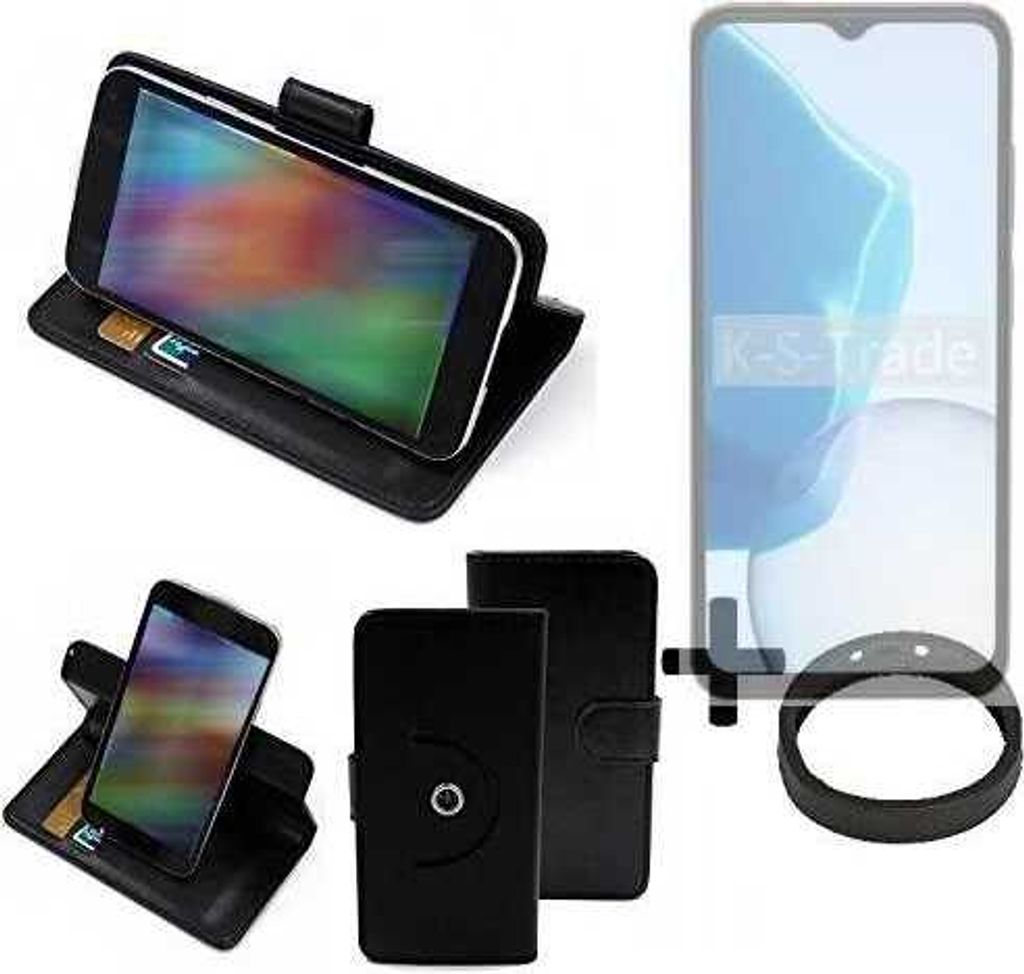 K-S-Trade Case Schutz Hülle kompatibel mit Doogee N55 Plus + Bumper Handy Hülle Flipcase Smartphone Cover Handy Schutz Tasche Walletcase schwarz