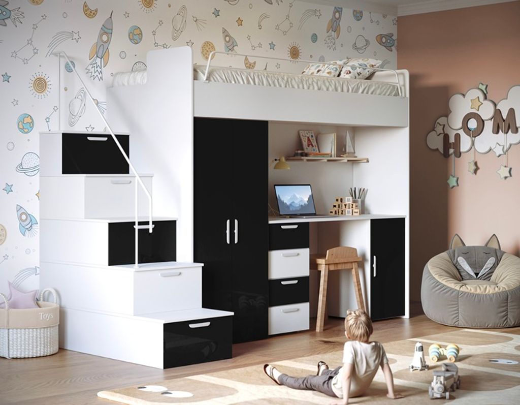 Etagenbett TOMI 4s, Hochglanz Kinderbett Hochbett, MIT Produktbild 