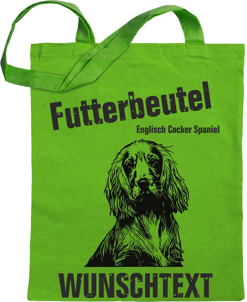 Kiwistar Futterbeutel - Englisch Cocker Spaniel - Einkaufsbeutel Wunschtext mit Motiv Hund - Jutebeutel bedruckt - Tragetasche Stoffbeutel Umhänge...