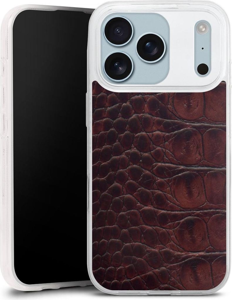 DeinDesign Slim Hülle für Apple iPhone 17 Pro Silikon Case Ultra Dünn Handyhülle Animalprint Krokodil Leder