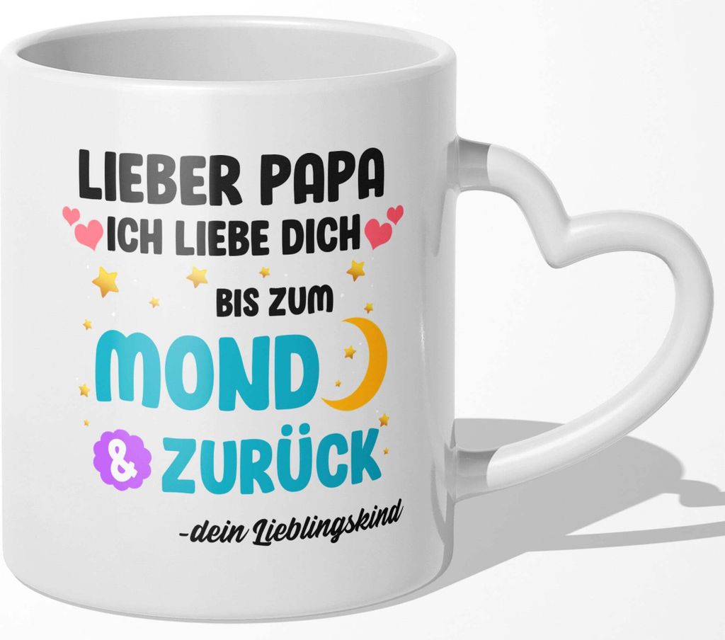 22Feels Papa Geschenk Vatertag Vater Tasse Geburtstag Kaffeetasse Männer Haferl Weihnachten Herrentag Beste Eltern (Herzhenkel Weiss)