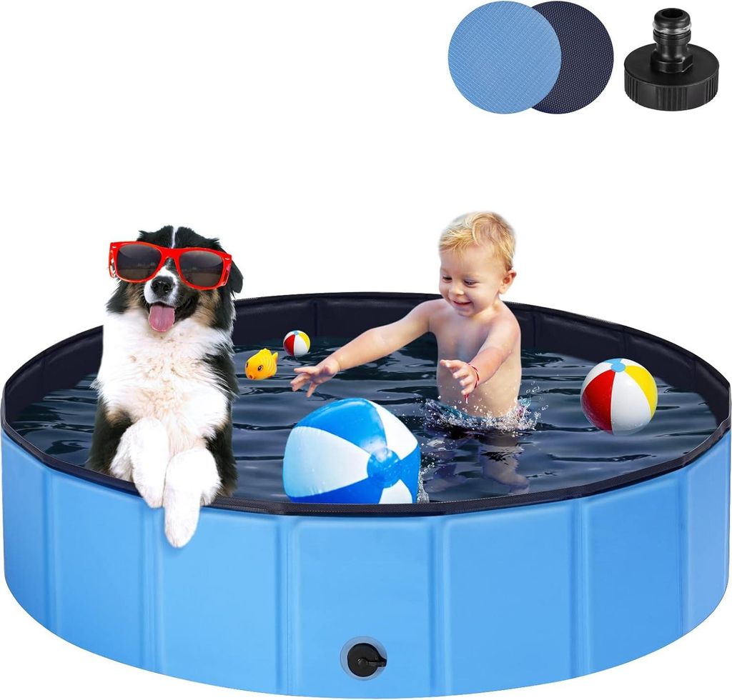 Ezilif faltbarer Hundepool 120 x 30 cm Ezilif rutschfestes PVC für Kinder