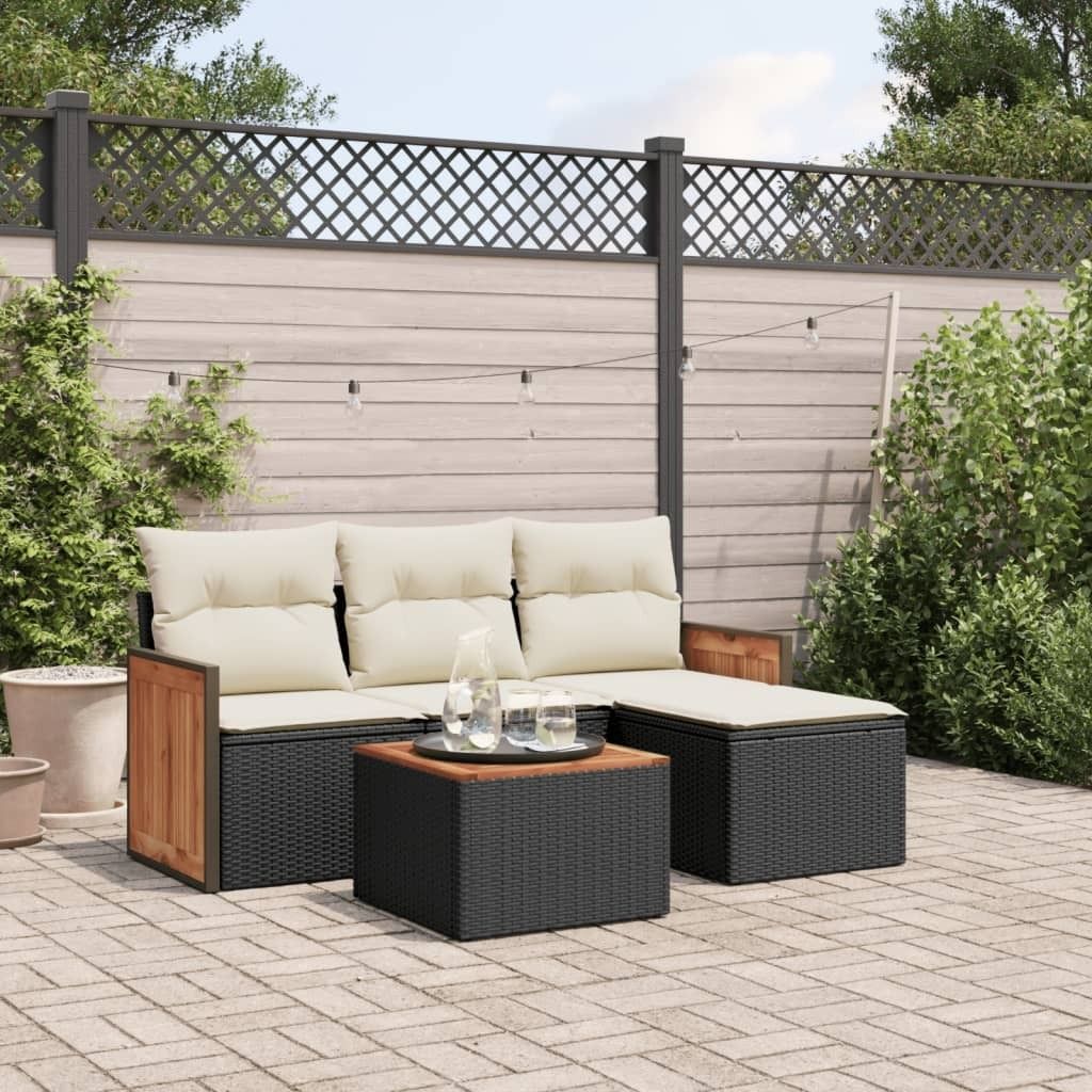 Maison Exclusive - 5-tlg. Garten-Sofagarnitur mit Kissen Schwarz Poly Rattan