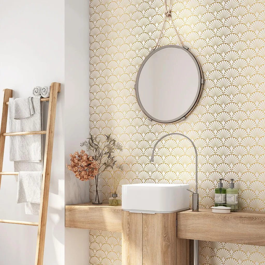 Revêtement mural adhésif pour salle de bain - Sticker Oriental 90x90 cm