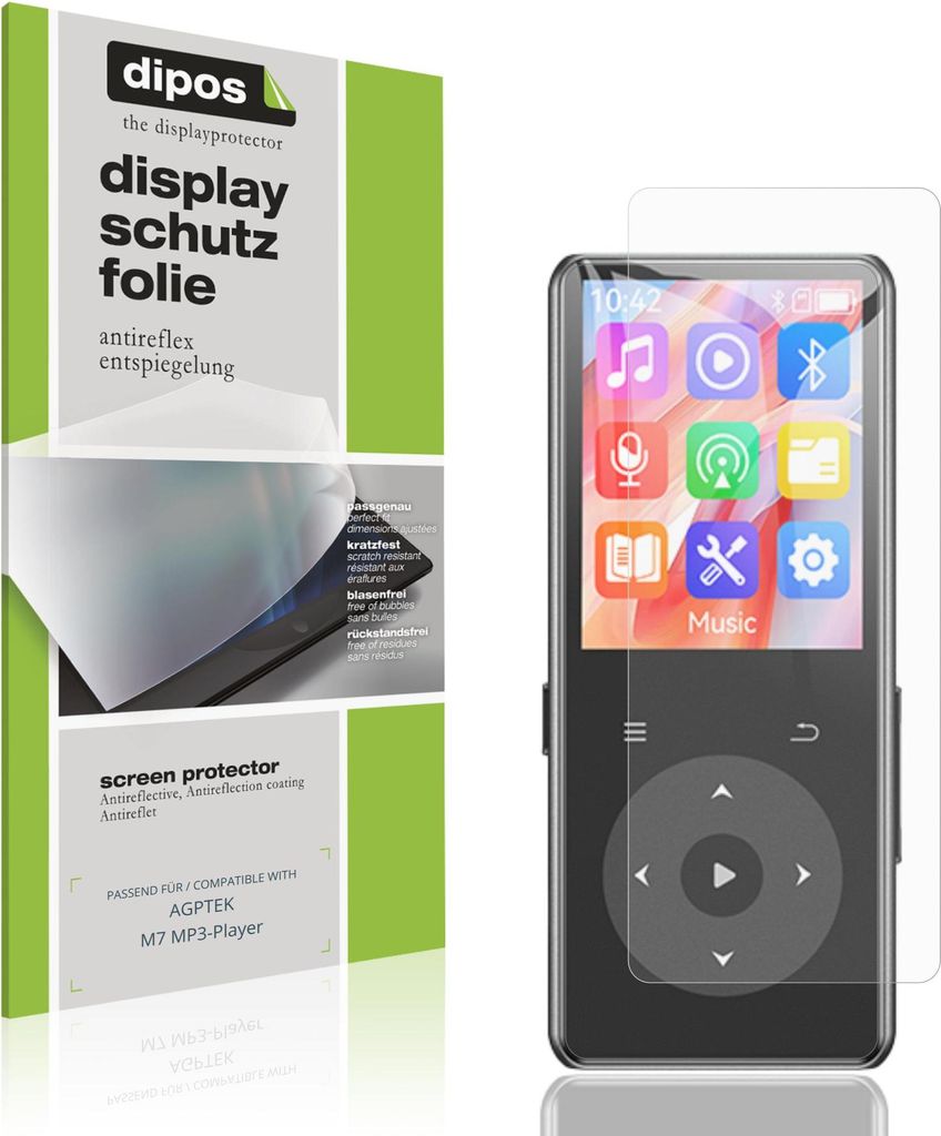 4x Schutzfolie für AGPTEK M7 MP3-Player matt Displayschutzfolie Folie Display Schutz dipos