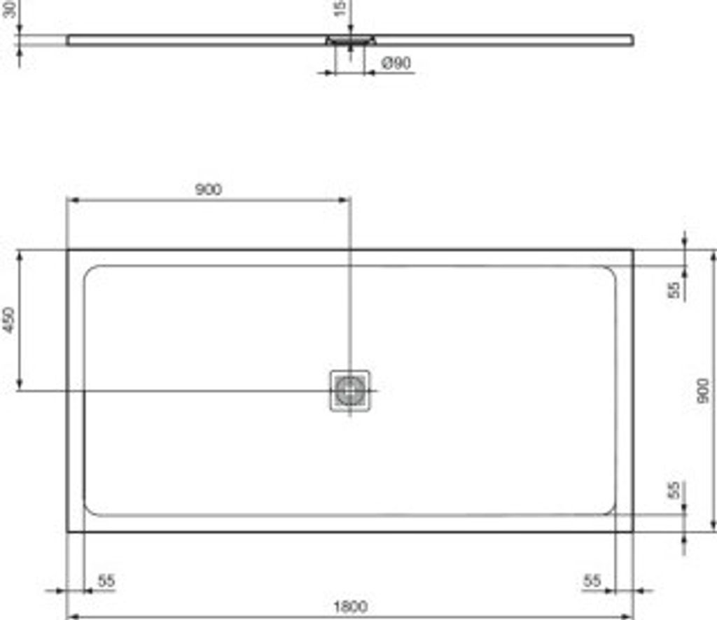 IDEAL STANDARD T5609FT Rechteck-Brausewanne Ultra Flat S +
