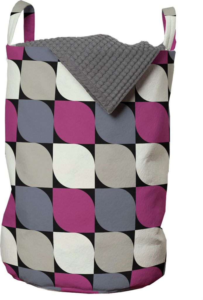 ABAKUHAUS Abstrakt Wäschesack, Geometrische Formen in Platz, Wäschekorb mit Griffen Kordelzugverschluss für Waschsalons, 33 cm breit x 49 cm hoc...