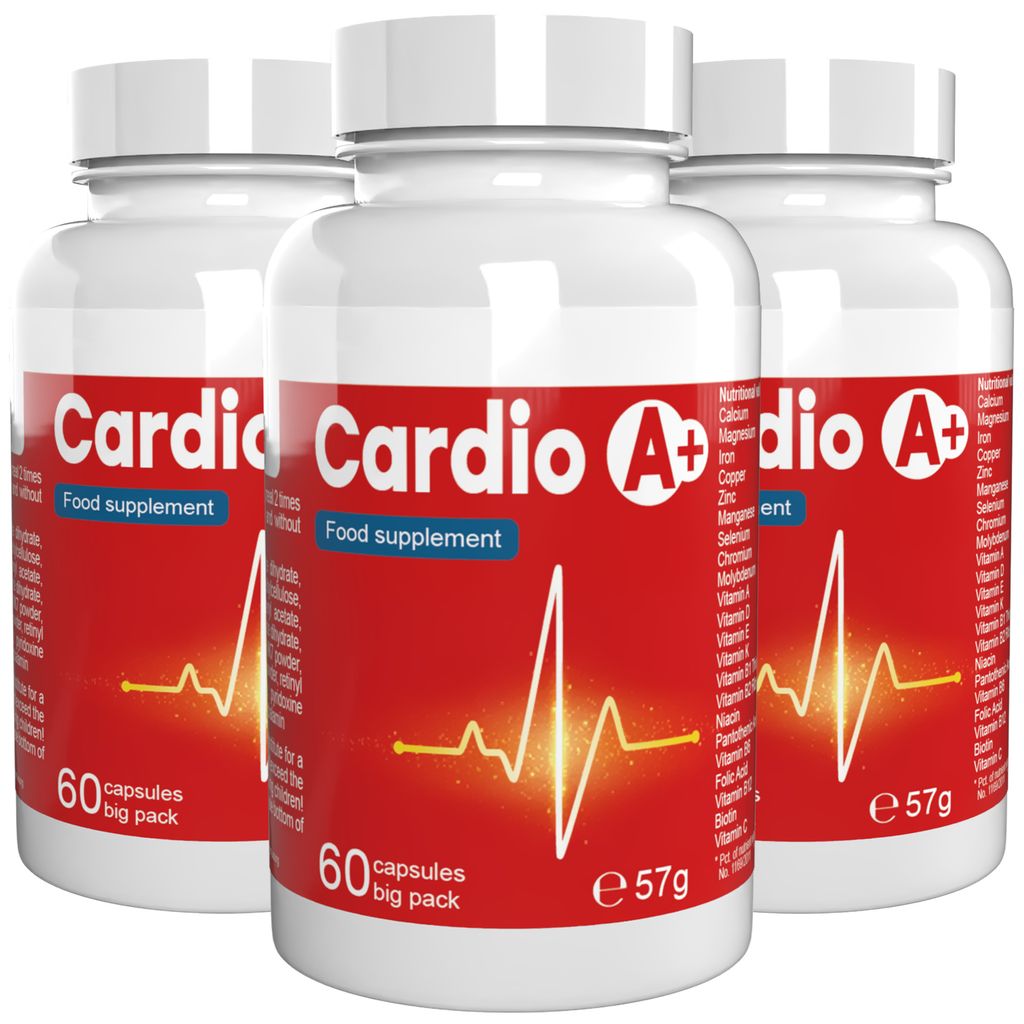 Cardio A+ - 180 Kapseln (3x60) hochdosiert - Original Rezept aus der Schweiz - Vegan & Pflanzlich mit Vitaminen & Mineralien - 3er Pack