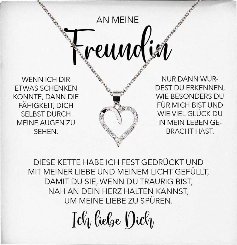 22Feels Freundin Geschenk Silber Ich Liebe Dich Frauen Herz Halskette Valentinstag Jahrestag Damen Collier Liebesbeweis (Damen Silber 925/000 Schmuck)