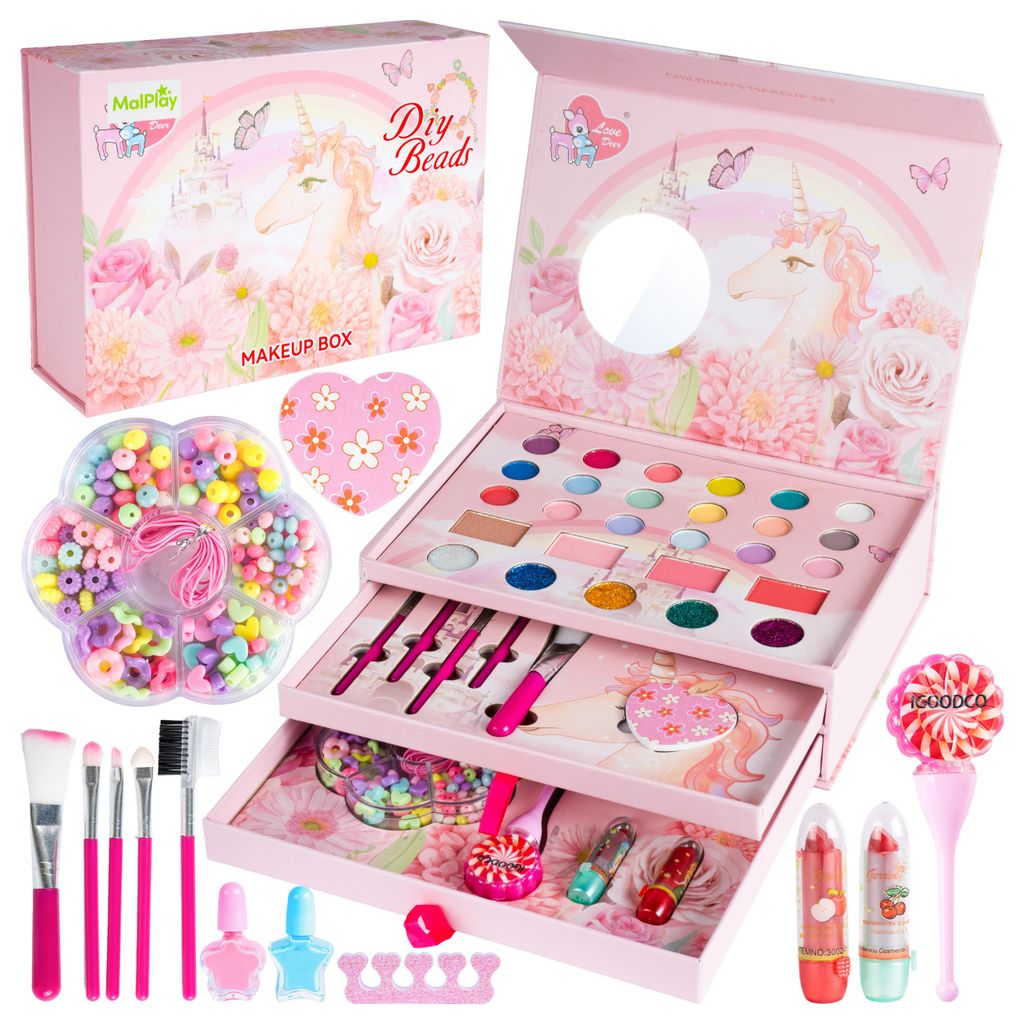 Make-up Set Kinder mit Spiegel Koffer, 18 Lidschatten, Produktbild 