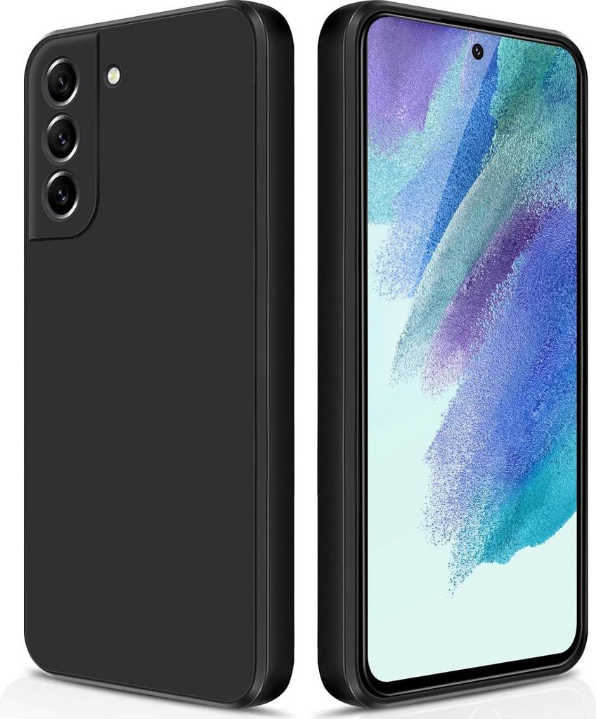 Silikon Hülle für Samsung Galaxy S21 FE 5G Flüssigsilikon Dünn Gel Gummi Matt Kratzfeste Schutzhülle Schwarz