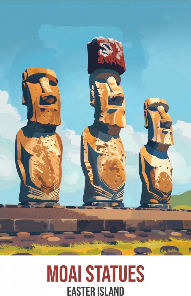 Plakat 59,4x84,1cm Moai-Statuen, Osterinsel