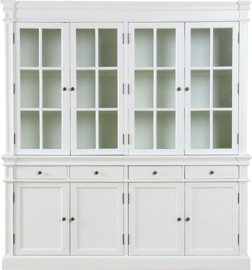 Amaretta Armoire vitrine 4 portes, vieux blanc, vintage Image du produit 