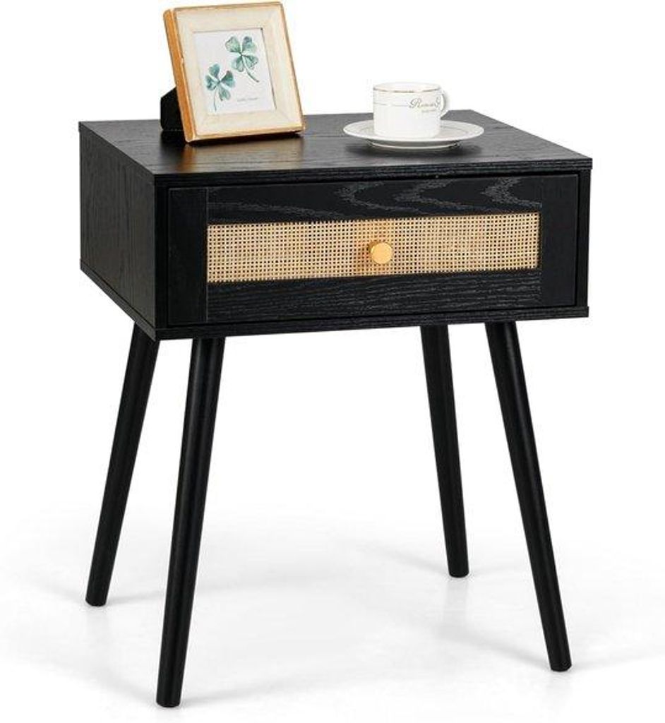 Nachtlichttisch - Massivholz - Ladefunktion - Boho-Design
