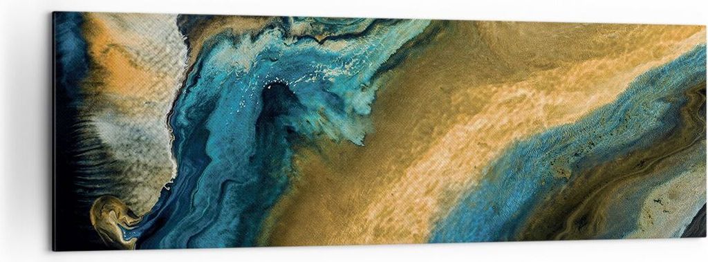 Bild auf Leinwand - Leinwandbild - Einteilig - Abstraktion verschüttet Gold - 160x50cm - Wand Bild - Wanddeko - Wandbilder - Leinwanddruck - Bilde...