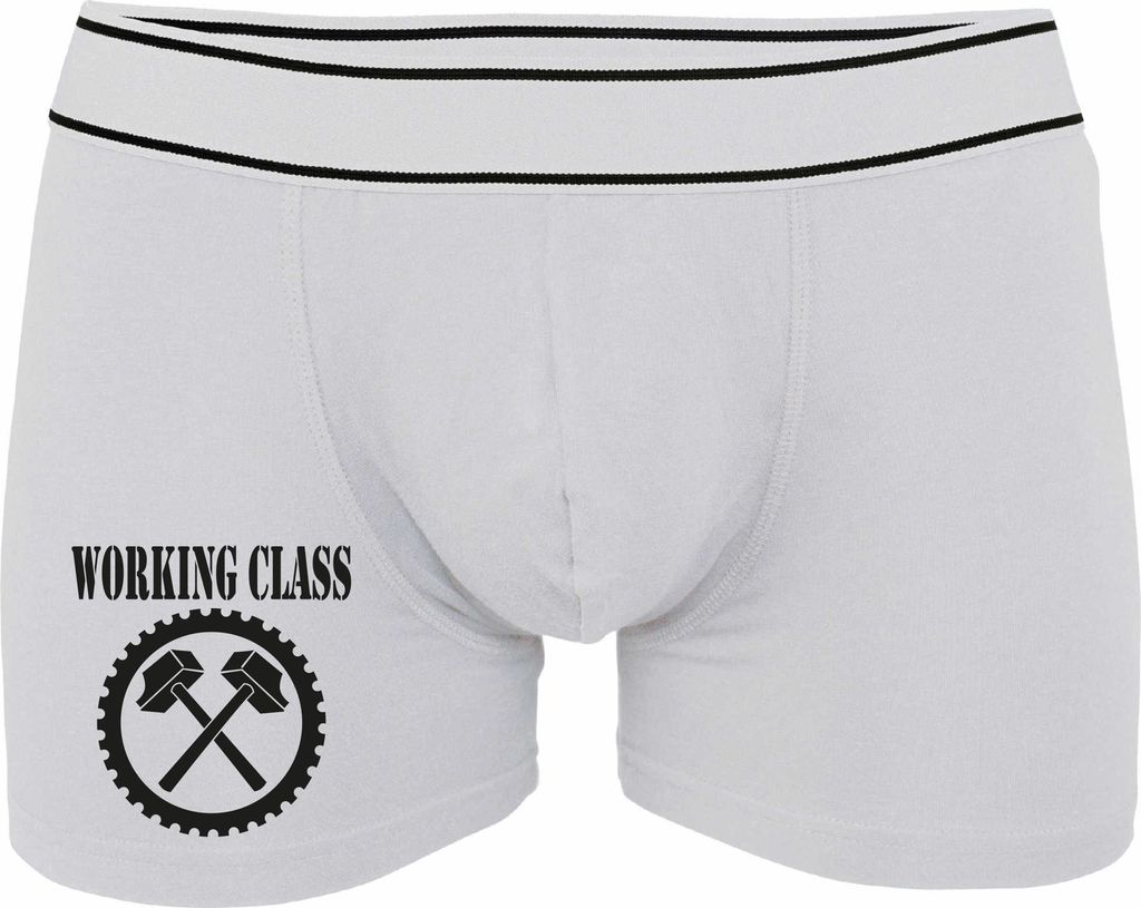 Boxershorts - Mann - Boxer-0030-man-white-v-S - weiß - S - vorn - Working Class - lustiges Motiv - Spruch - Unterwäsche - Unterhose - Freizeit - ...
