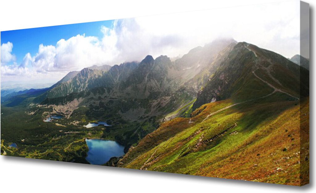 Tulup Leinwand-Bilder 125x50 Wandbild Canvas Kunstdruck Gebirge Wiese Landschaft