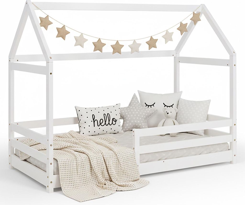 Lit D'Enfant Lit Cabane Montessori avec Barriere 80x160 cm Image du produit 