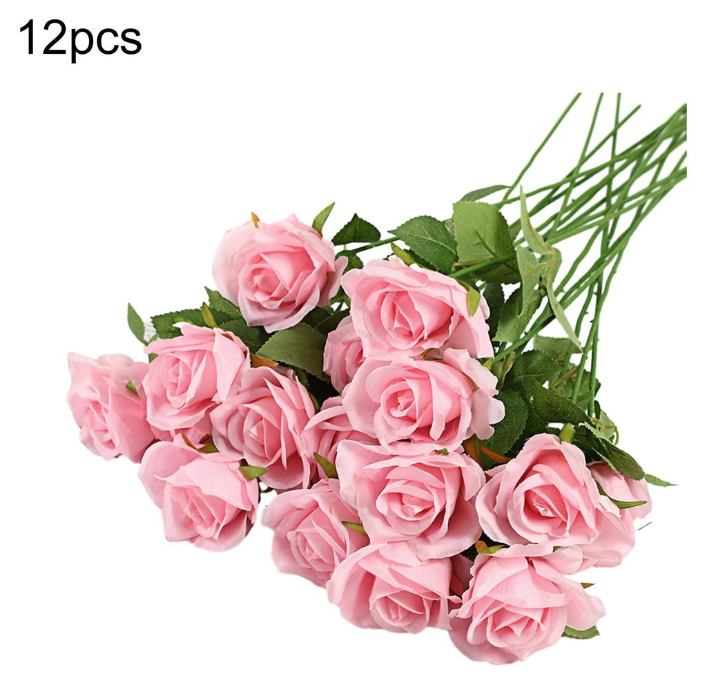 Künstlicher Rosenstrauß mit realistischem, langstieligem Kunstseidenrosen-Bouquet für Valentinstag, Heimdekoration, Hochzeit, Party, Tischdekora...