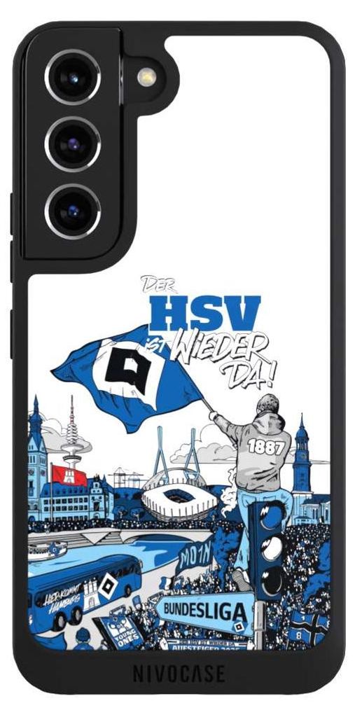 NIVOCASE Handyhülle für Samsung Galaxy S22 Hülle NIVOpure Case Schwarz Aufstieg Hamburger SV Offizielles Lizenzprodukt