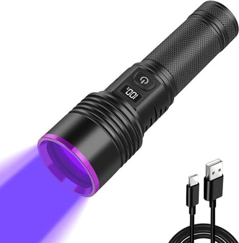 Windfeuer 30 W UV -Torch, Lampe, 365 nm schwarze Lichtbrenner, wiederaufladbar, PET -Urin -Detektor, starke ultraviolette Bernsteinsuche, Skorpion, Ha