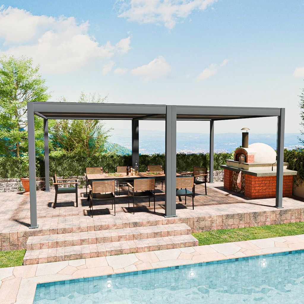 Classic | Pergola Aluminium freistehend | 4 x 6 M | anthrazit