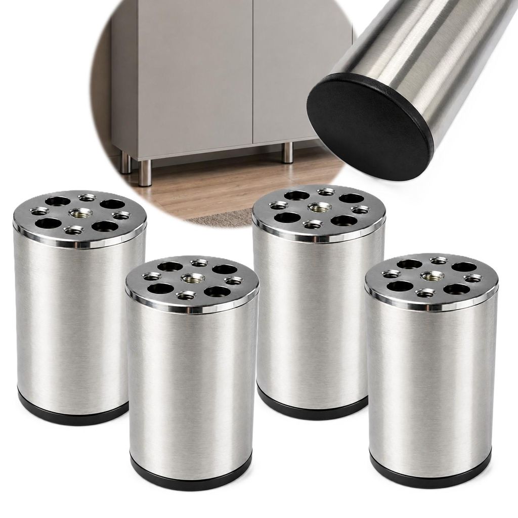 HOOZ® Möbelfüße Edelstahl 100 mm 4er Set [GEBÜRSTET] Produktbild 