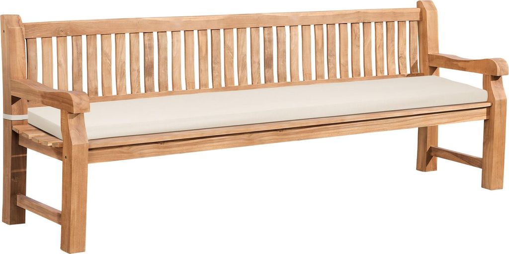 CLP Gartenbank Teakholz Jackson mit Sitzkissen Farbe creme Größe 226x48x8 cm