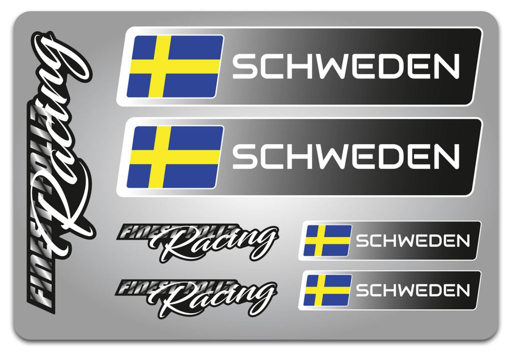4er Set Länderfahnen Aufkleber – Flaggen Sticker für Auto, Fahrrad, Motorrad & Helm R156-26 Schweden