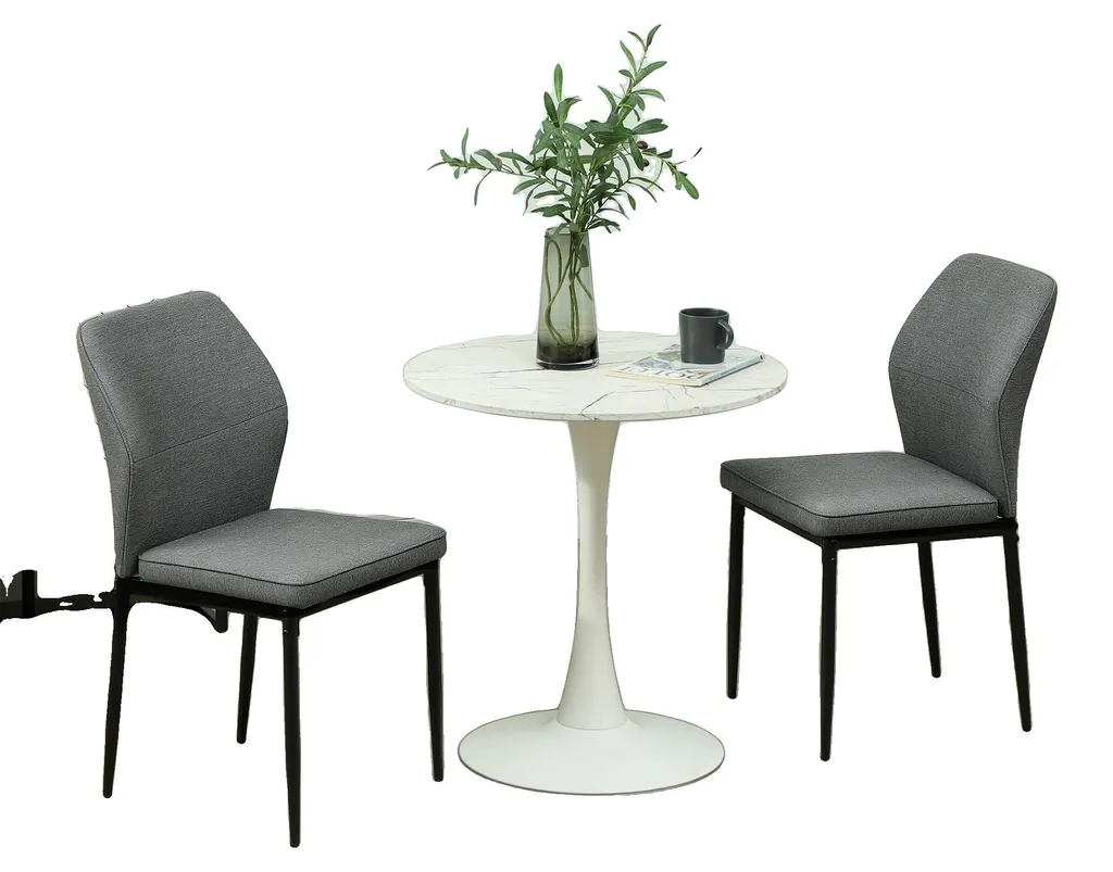 Chaise design velours gris foncé et structure acier stable - Set de 2