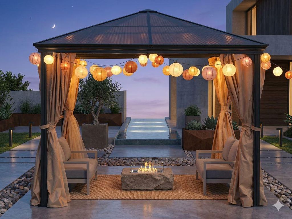 Pavillon Gartenpavillon 3x3m Suez II braun mit festem Dach Aluminium UV-Schutz Sonnenschutz wasserabweisende Überdachung Terrasse Garten Gartenzelt