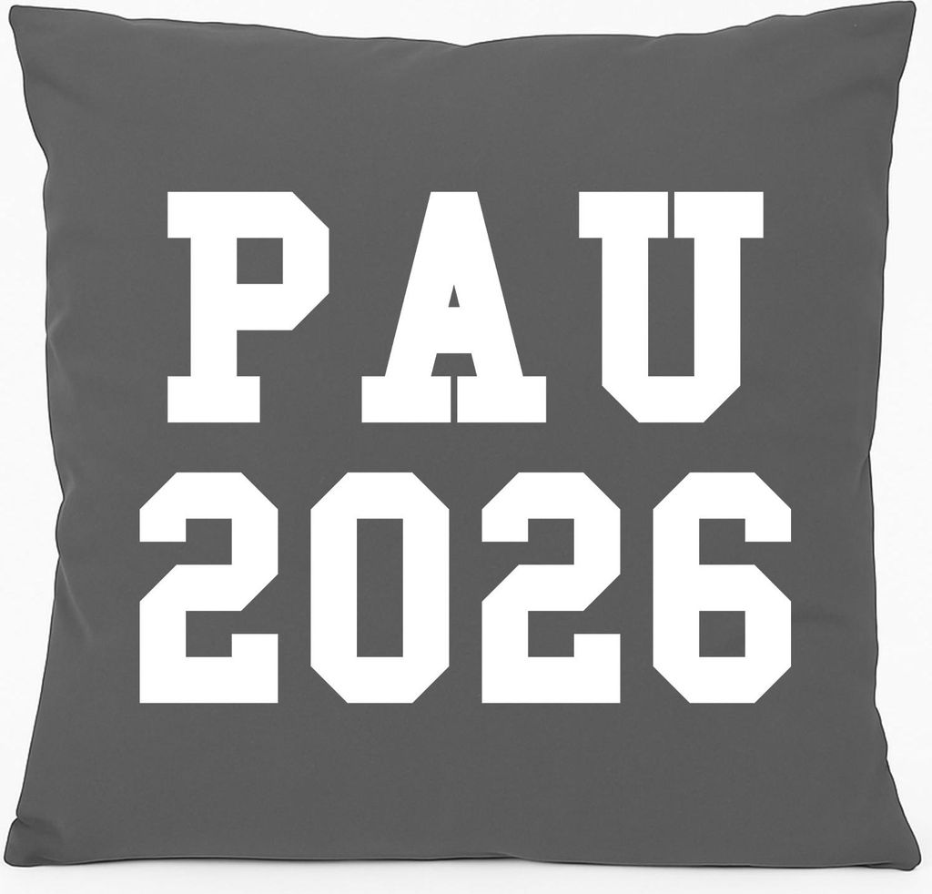 Huuraa Kissen PAU 2026 Abschluss Spanien 40x40cm mit Füllung Steel Grey Baumwolle Dekokissen Geschenkidee