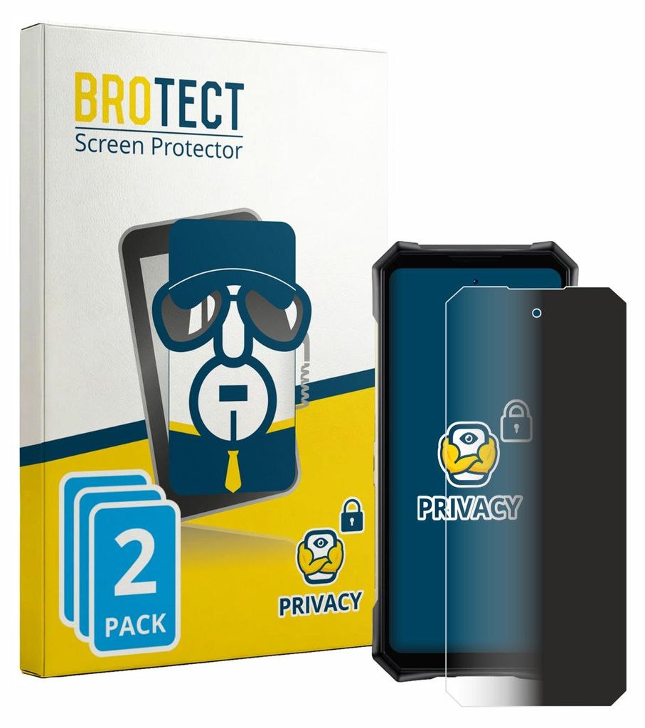 2x BROTECT Sichtschutzfolie für Doogee S300 Pro Anti-Spy Privacy Sichtschutz Blickschutz Folie Blaulicht-Schutz