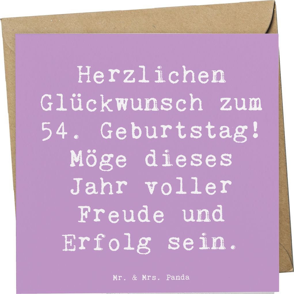 Mr. & Mrs. Panda Glückwunschkarte Spruch 54. Geburtstag Freude Erfolg - Lavendeltraum - Geschenk, Geburtstagsgeschenk, Glückwunsch, Geburtstagser...