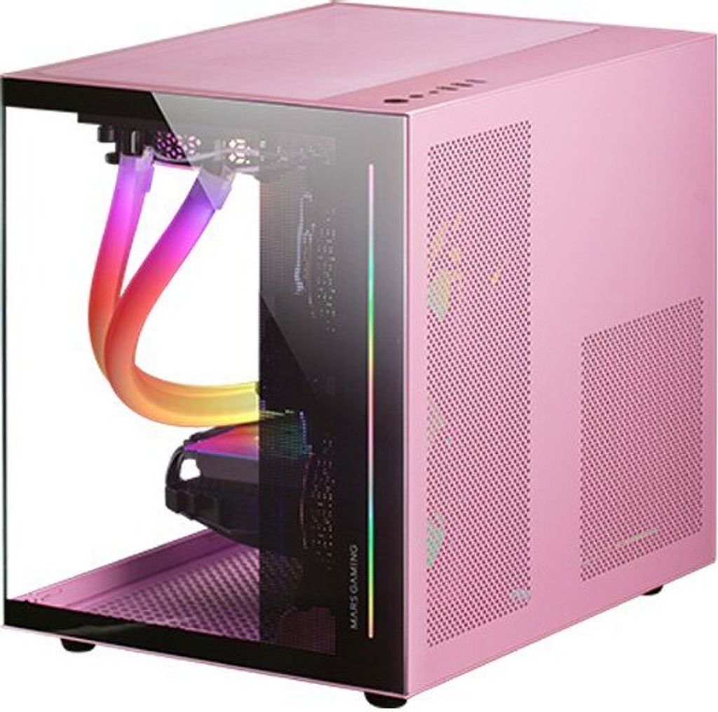 Mars Gaming MC-VIEWP, Mini Tower, PC, Pink, micro ATX, Mini-ITX, Metall, Gehärtetes Glas, Gaming