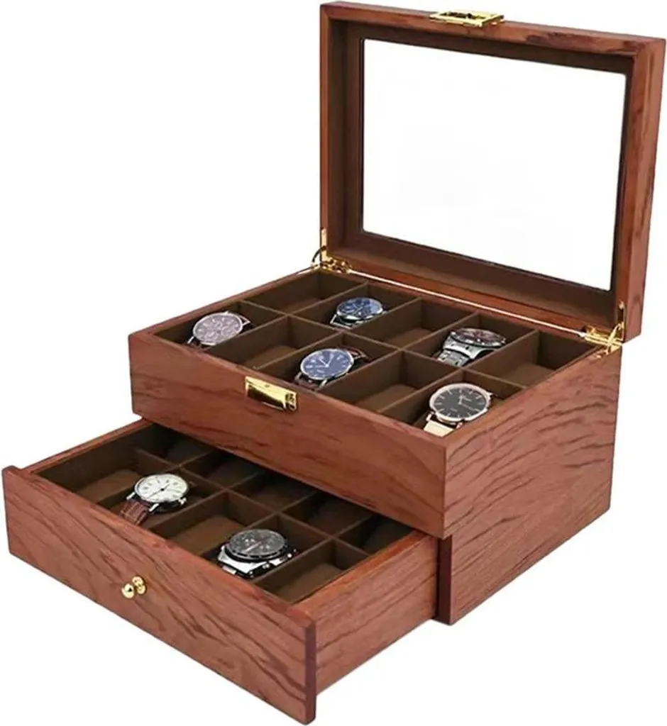 Scatola Porta Orologi in Legno 20 Posti Nero | Espositore Elegante