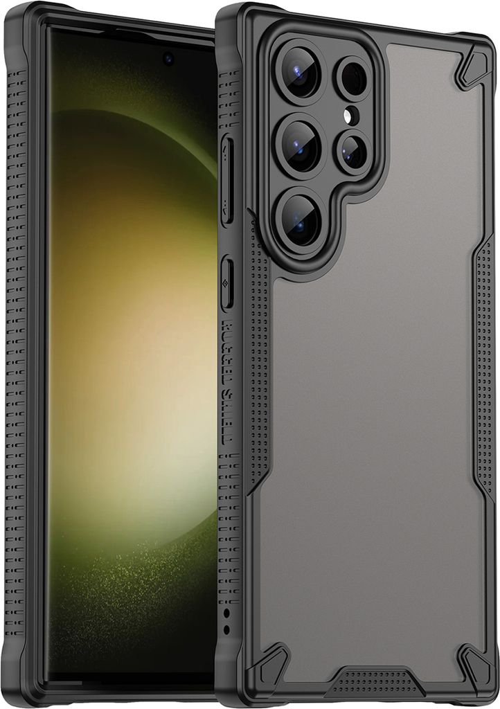 Schutzhülle für Samsung Galaxy S23 Ultra, transluzente matte Rückseite, TPU Bumper Case Schwarz