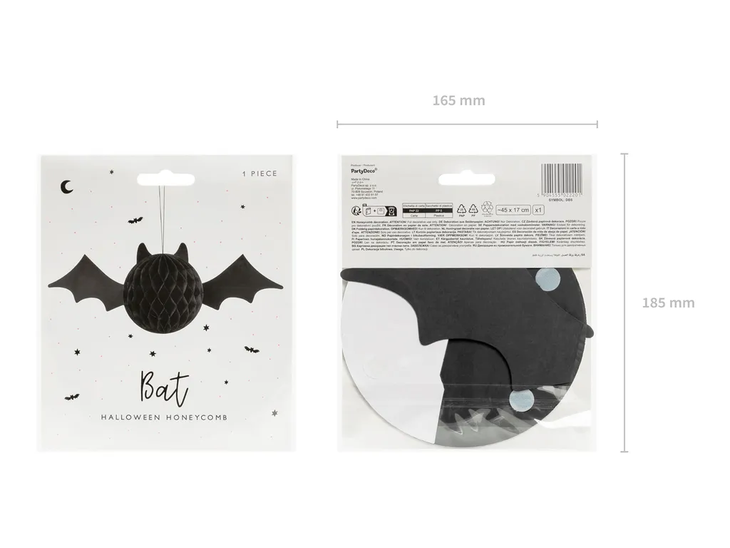 Boule papier chauve-souris 45x17cm noire pour déco Halloween sans effort
