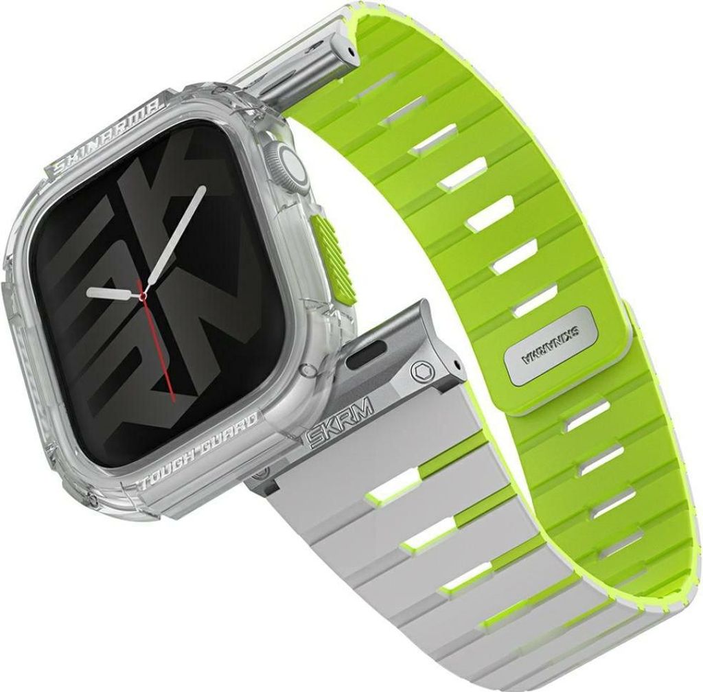 SKINARMA GEMINI Armband + ATOM Gehäuse für Apple Watch 42 mm Nite Glow Edition Lime Green