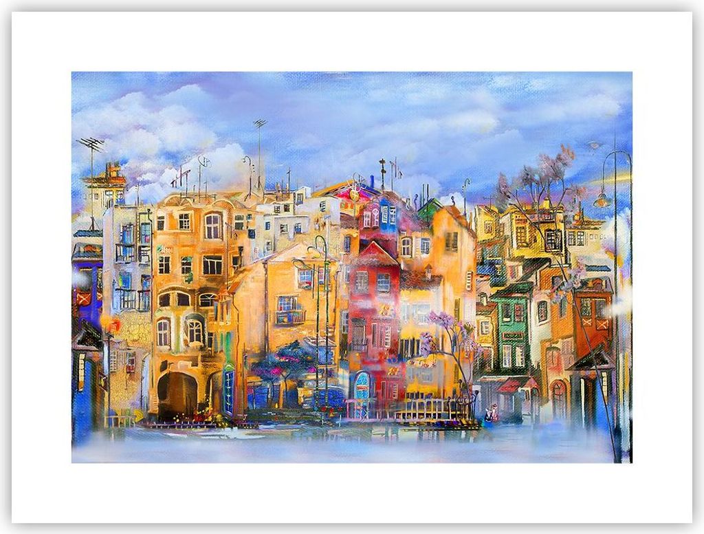 Poster - Poster ohne Rahmen - Altstadt Mietshaus - 40x30 cm - Wand Bild - Wanddeko - Wandbilder - Kunstposter - Wandposter - Bilder - Kunstdruck - ...