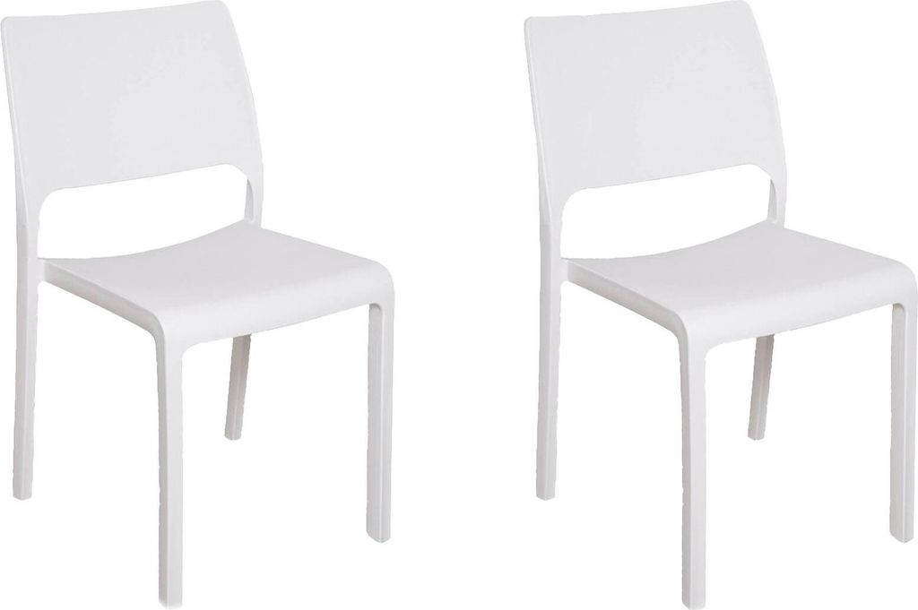 Dmora Außenstuhl Ancona Weiß, 2 Stapelstühle