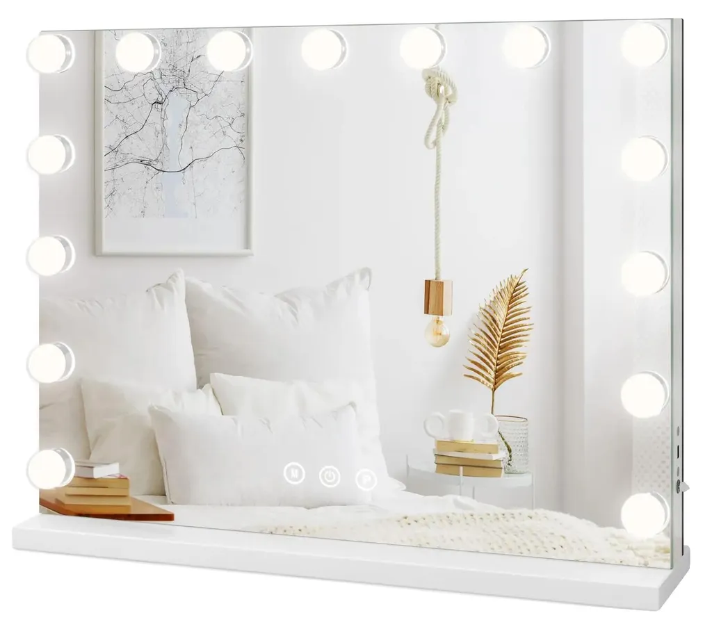 Miroir de maquillage 58x45 cm avec 15 lampes LED et commande tactile