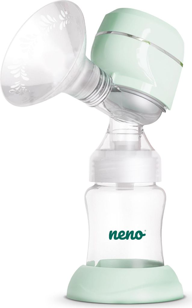 A white background product shot of a NENO electric breast pump.