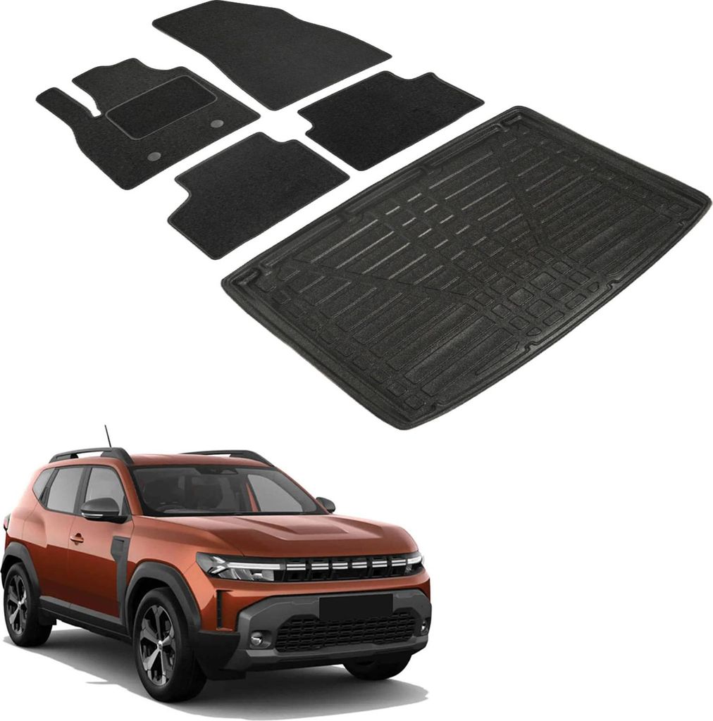 Kofferraumwanne Fußmatten Set Für Dacia Duster 3 Ab 2024, Genaue Passform, mit Hoher Rand